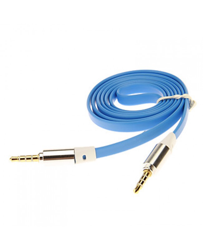 3.5mm Noodle Style Audio Jack Connection Cable(Blue 1.0m)